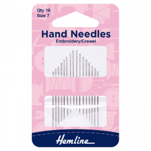 Hemline Hand Sewing Needles - Embroidery/Crewel Size 7