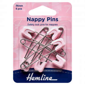 Hemline Nappy Pins - Pink - 56mm