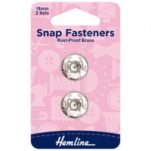 Hemline Sew-On Snap Fasteners - Nickel 18mm