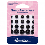 Hemline Sew-On Snap Fasteners - Black Assorted Pack