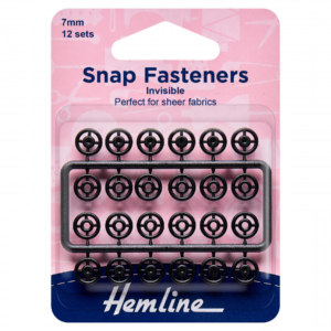 Hemline Sew-On Plastic Snap Fasteners - Black 7mm