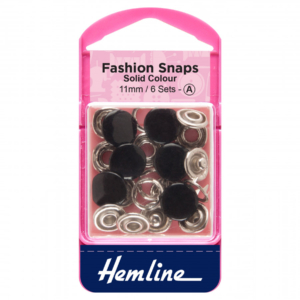 Hemline Fashion Snaps - Black - 11mm