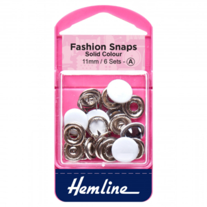 Hemline Fashion Snaps - White - 11mm
