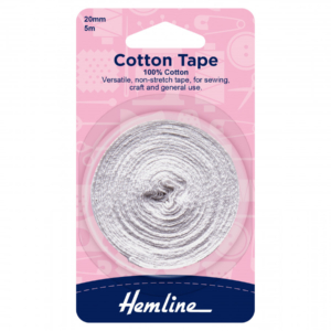 Hemline Cotton Tape - White - 20mm x 5m
