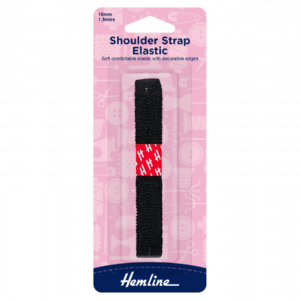 Hemline Elastic Shoulder Strap Elastic - Black - 15mm x 1.5m