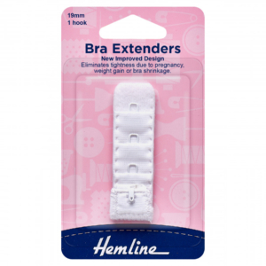 Hemline Bra Back Extenders 19mm - White