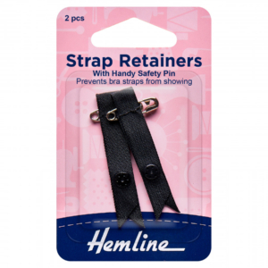 Hemline Shoulder Strap Retainer with Safety Pin - Black