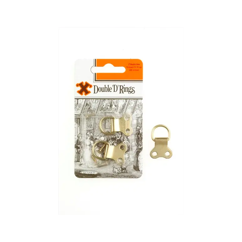 Picture Hanging Brass Plated Double 'D' Rings