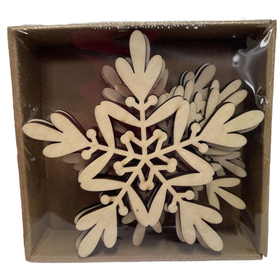 Artemio Wooden 6 Pack Asst Large Snowflakes