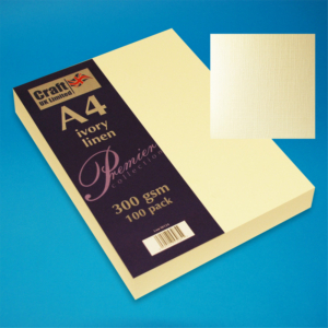 Pack of 100 Sheets of A4 300gsm Linen Finish Card - Ivory