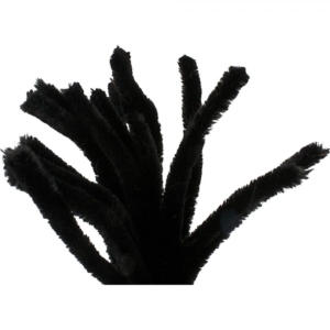 Chenille Stems Black - 30cm x 15mm - pk of 15