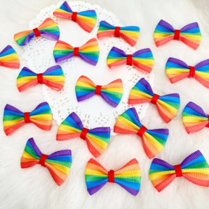 Rainbow Coloured Bows 3.5cm