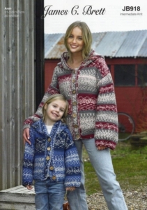 James C Brett Ladies & Girls Cardigan Patterns JB918
