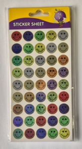 401 PURPLE PEACH SMILEY STICKERS X 45