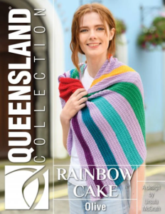 Queensland Collection Rainbow Cake Shawl Pattern Olive