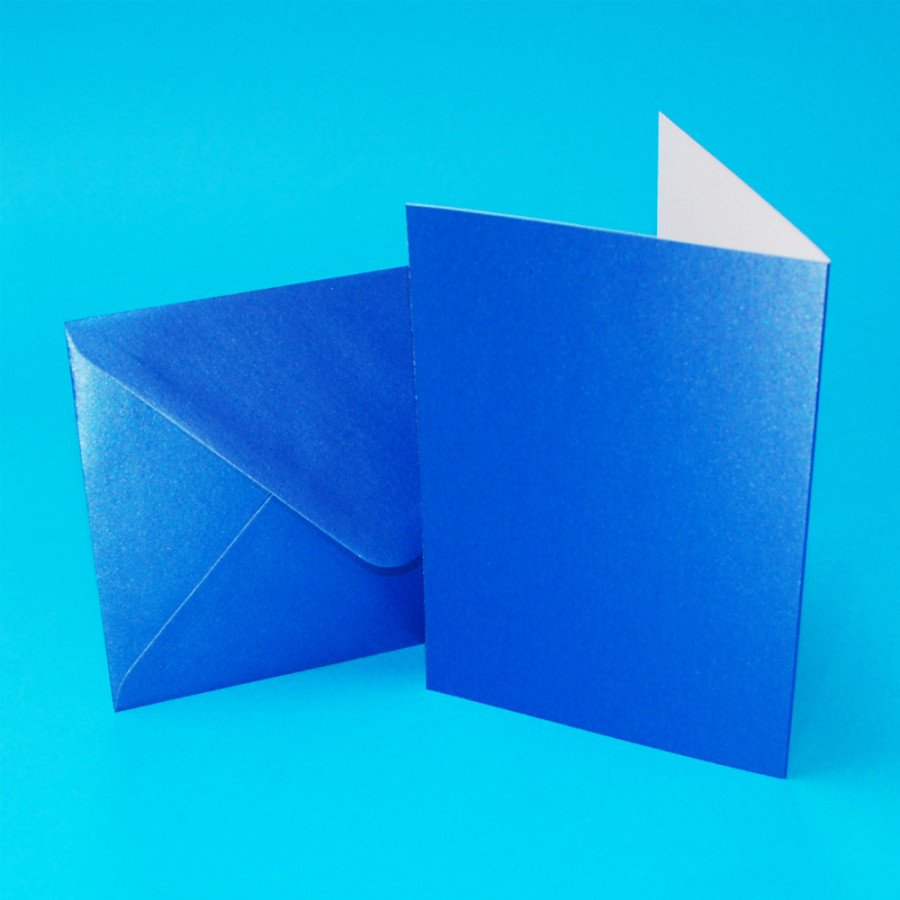 Pack of 20 Pearlescent C6 Blank Cards & Envelopes - Blue