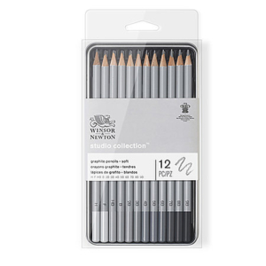 Winsor & Newton Graphite Pencil Soft x 12 Tin set