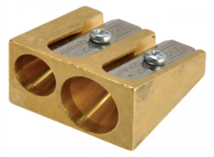 Wedge Double Hole Brass Pencil Sharpener