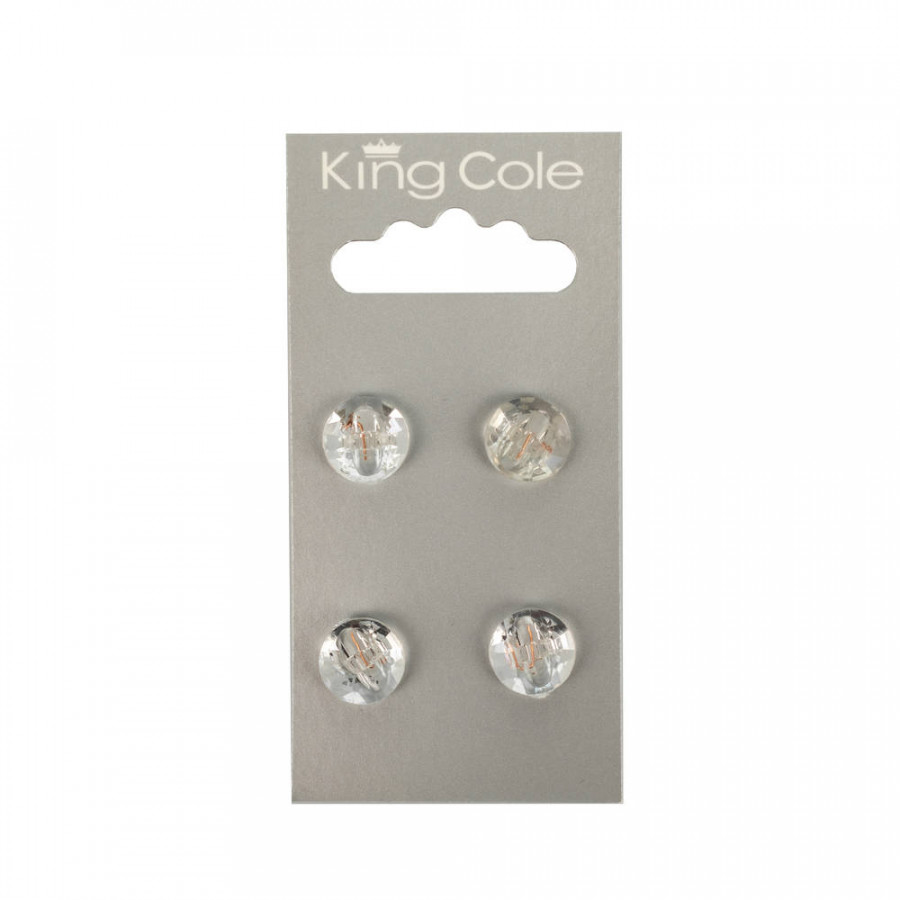 King Cole Domed Diamond Effect Buttons - Clear (Small)