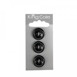 King Cole Rimmed Round Buttons - Black (Medium)