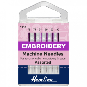 Hemline Sewing Machine Needles: Embroidery: Mixed: 5 Pieces