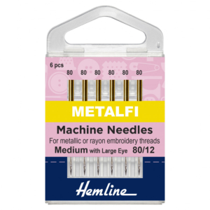 Hemline Sewing Machine Needles: Metalfil 80/12: 5 Pieces