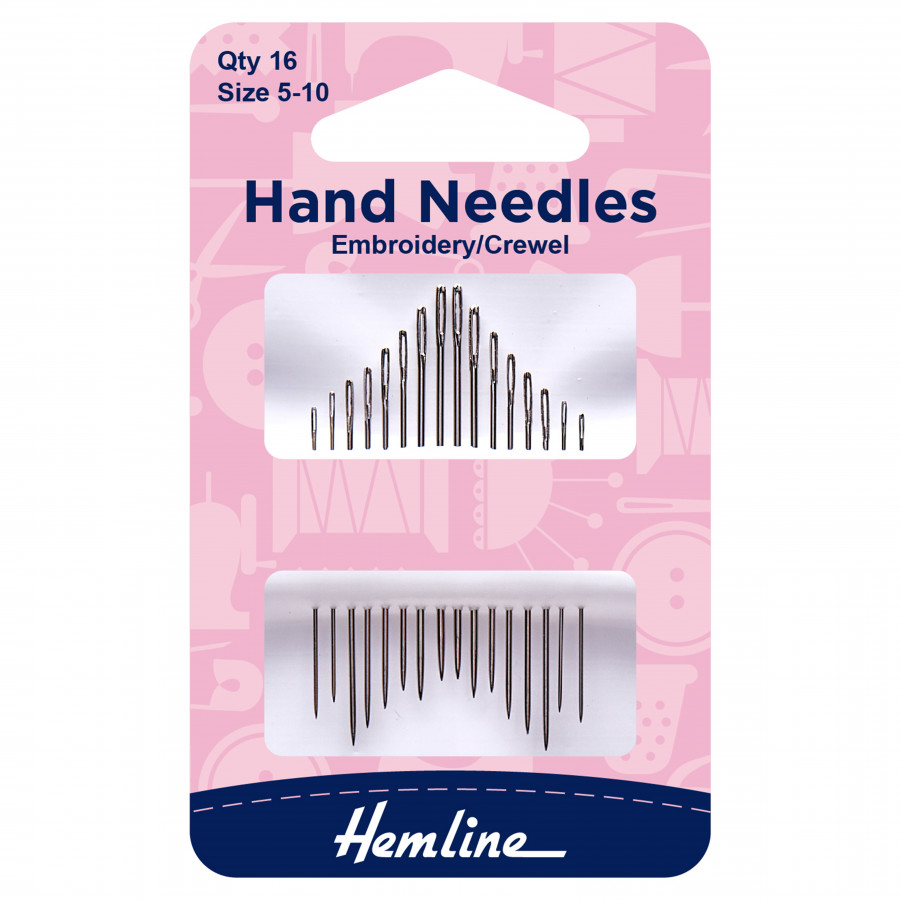 Hemline Hand Sewing Needles - Embroidery/Crewel Size 5-10