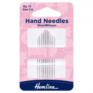 Hemline Hand Sewing Needles Straw/Milliner Size 3-9