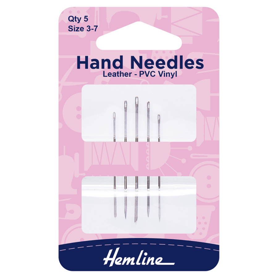 Hemline Hand Sewing Needles Leather/PVC/Vinyl Size 3-7