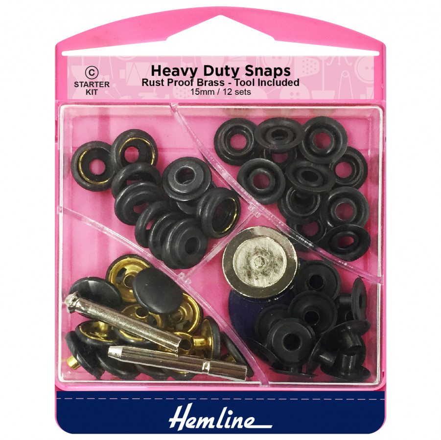 Hemline Heavy Duty Snaps Starter Set - Oxy Black - 15mm