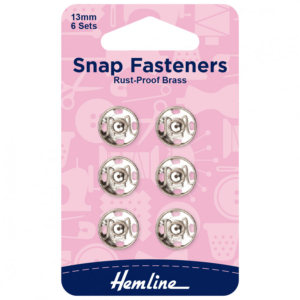 Hemline Sew-On Snap Fasteners - Nickel 13mm