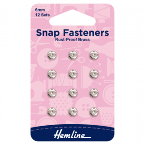 Hemline Sew-On Snap Fasteners - Nickel 6mm