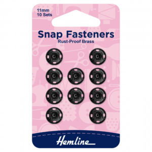 Hemline Sew-On Snap Fasteners - Black 11mm