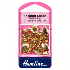 Hemline Fashion Snaps - Gold - 11mm