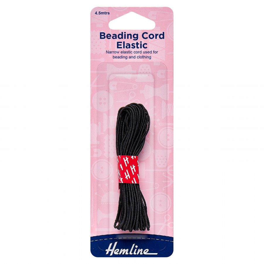 Hemline Beading Cord Elastic - Black - 1.3mm x 4.5m