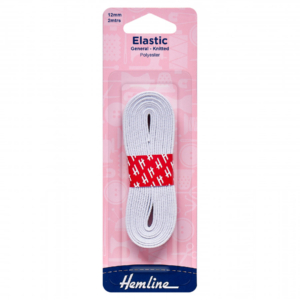 Hemline General Purpose Elastic - White - 12mm x 2m