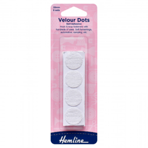 Hemline Hook & Loop Self Adhesive Velour Dots - White - 20mm