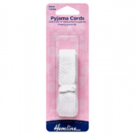 Hemline Pyjama Polyester Cords - White - 20mm x 1.5m