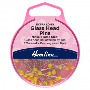 Hemline Extra Long Glass Headed Pins - 45mm