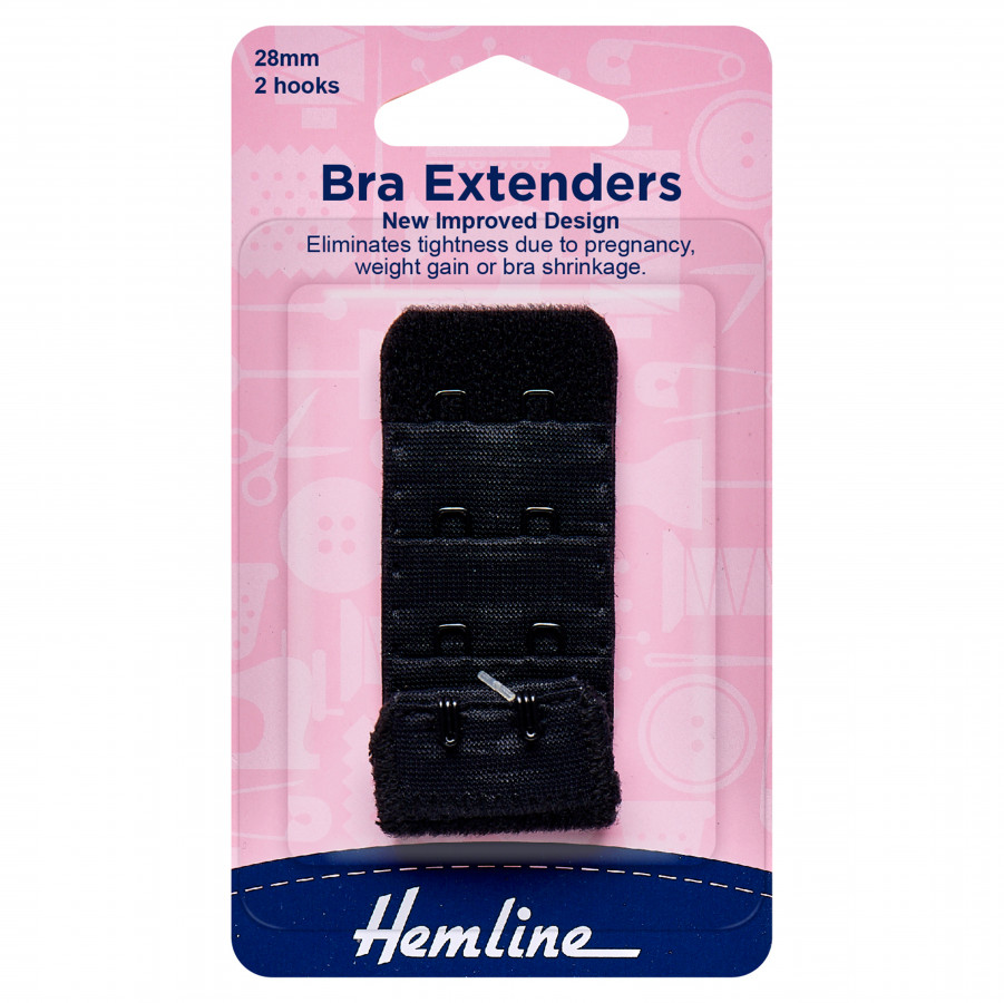 Hemline Bra Back Extenders 28mm - Black