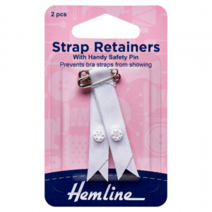 Hemline Shoulder Strap Retainer with Safety Pin - White
