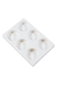 Rectangular White Plastic Painting Palette - 6 Round Wells