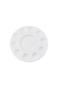 Round White Plastic Painting Palette - 10 Well
