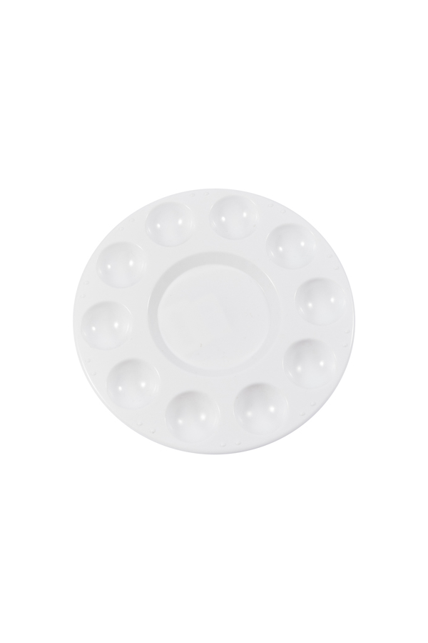Round White Plastic Painting Palette - 10 Well