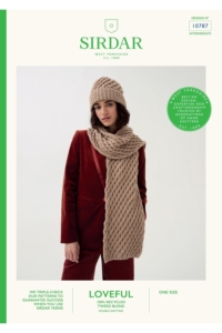 Sirdar Loveful 100% Recycled Yarn Knitted  Hat & Scarf Pattern 10787
