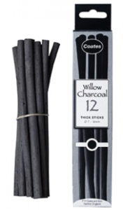 Coates willow charcoal sticks 12. Assorted Diameters