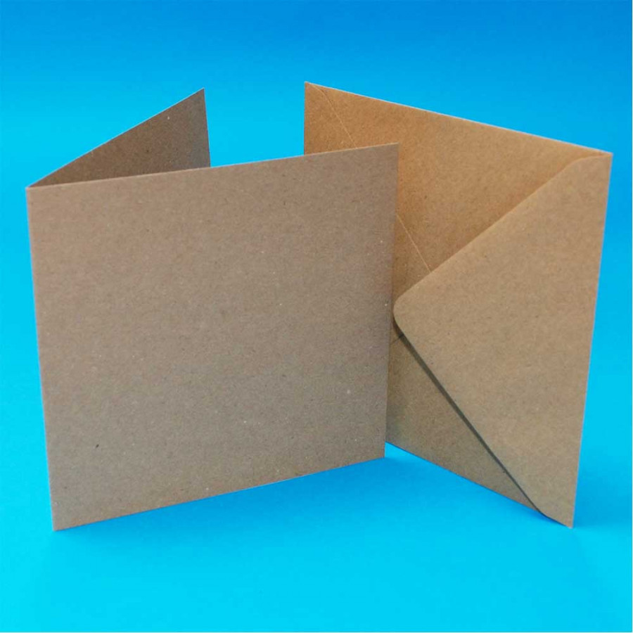 Pack of 50 5"x5" Blank Cards & Envelopes - Natural