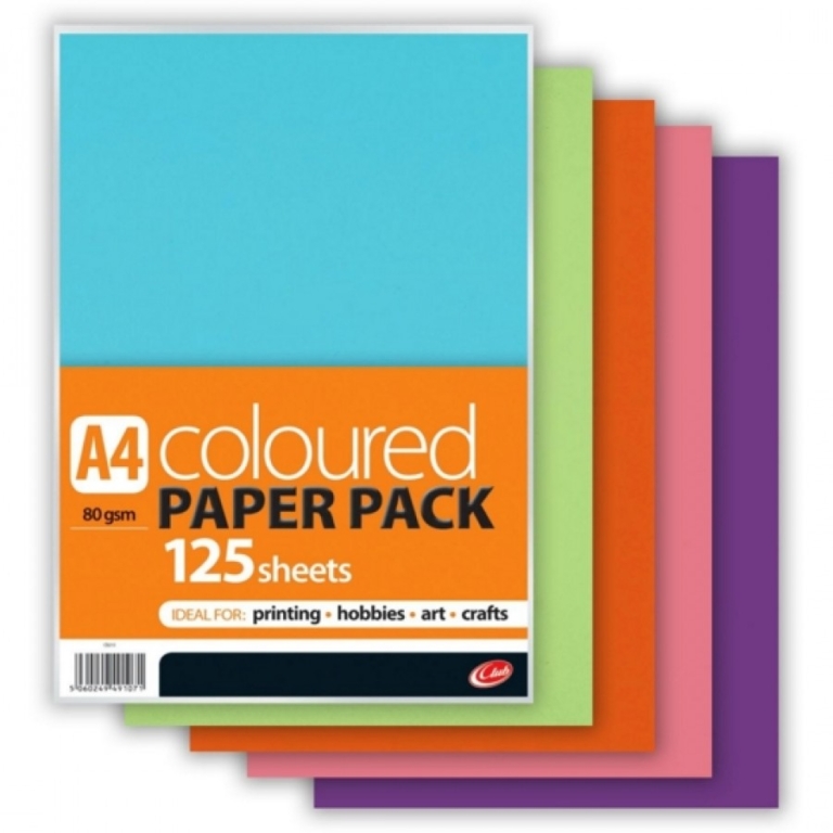 Sold Paper A4 COLOURED PAPER 125 SHEETS (SOLD PER PACK) – Clark Craft Products