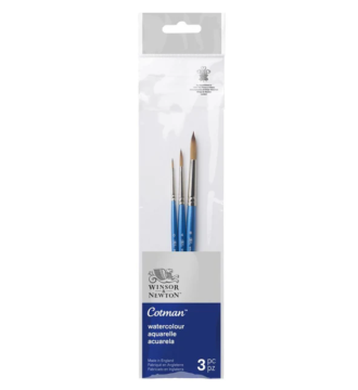 Winsor & Newton Cotman Brush Short Handle Pk of 3 - Round 0,4,8