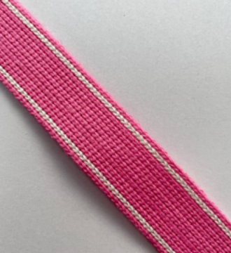 KRCA Webbing Pink With Ecru Edge Stripe